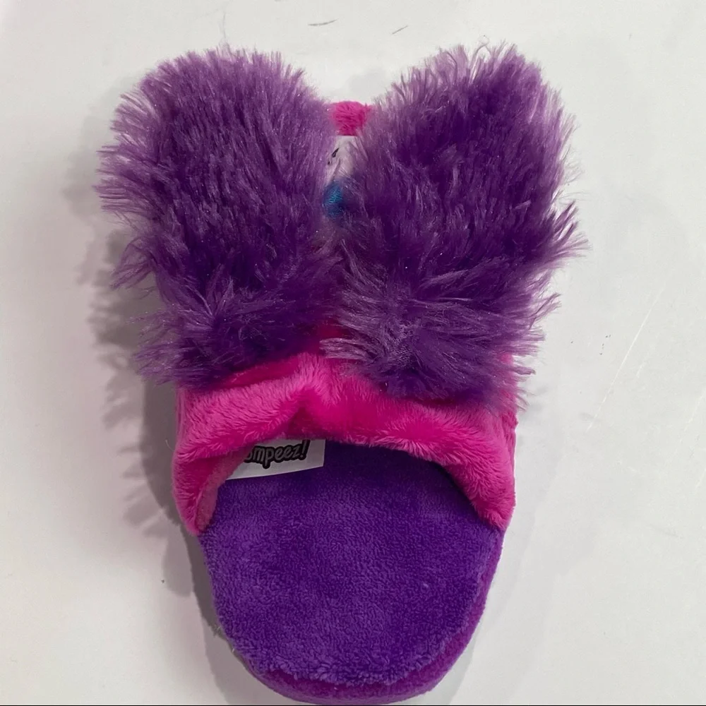 Stompeez Sz small 9-11 kids purple bunny slippers - ears pop up when they walk